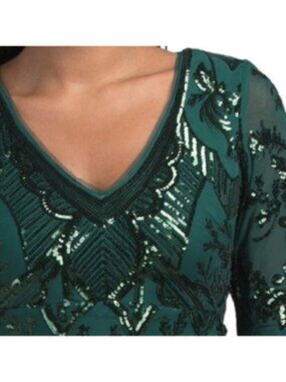 BETSY & ADAM Short Sleeve Sequin Gown - Picture 3 of 4